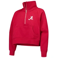 Girls Youth Garb Crimson Alabama Tide Dawn Raglan Fleece Cropped Half-Zip Sweatshirt