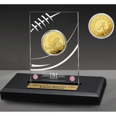 Alabama Crimson Tide Highland Mint 18-Time Football National Champions 3'' x 5'' Acrylic Gold Coin Desk Top Display