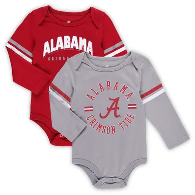 Alabama Crimson Tide Colosseum Infant Advertisement Two-Pack Long Sleeve Bodysuit Set - Crimson/Heathered Gray