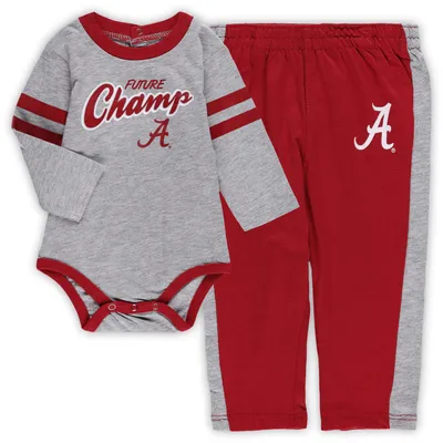 Alabama Crimson Tide Infant Little Kicker Long Sleeve Bodysuit and Sweatpants Set - Crimson/Gray