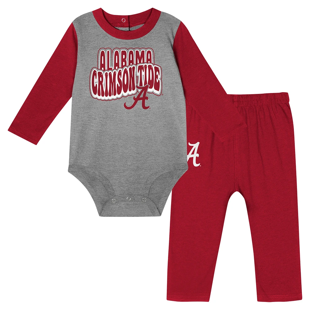 Infant Crimson Alabama Tide Double Up Long Sleeve Bodysuit & Pant Set