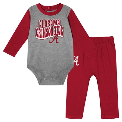 Ensemble body et pantalon à manches longues pour bébé Crimson Alabama Tide Double Up