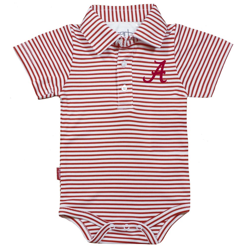 Infant Garb Crimson/White Alabama Crimson Tide Carson Striped Short Sleeve Bodysuit