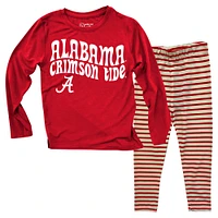 Ensemble haut à manches longues et leggings rayés pour bébé Wes & Willy Alabama Crimson Tide