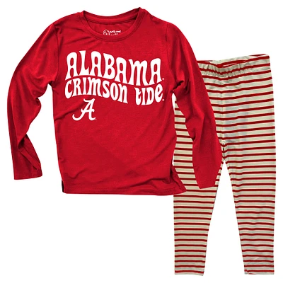 Ensemble haut à manches longues et leggings rayés pour bébé Wes & Willy Alabama Crimson Tide