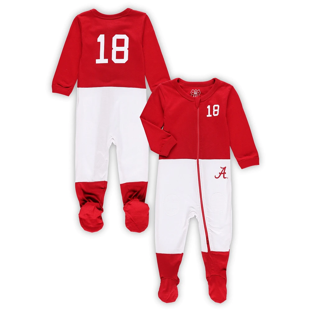 Infant Wes & Willy Crimson Alabama Tide Football Uniforme Pull à pied entièrement zippé