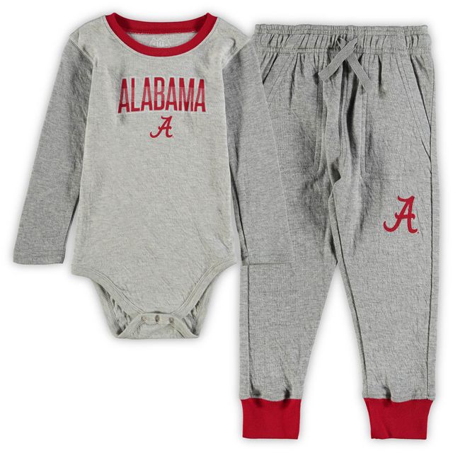 Wes & Willy Heathered Grey/Crimson Alabama Crimson Tide Jie Ensemble body et pantalon à manches longues