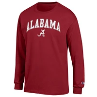 T-shirt à manches longues avec logo Arch Over Champion Crimson Alabama Tide pour homme