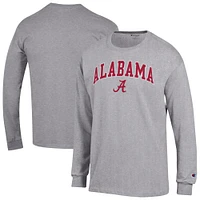 T-shirt à manches longues pour homme Champion Heather Grey Alabama Crimson Tide Arch Over Logo