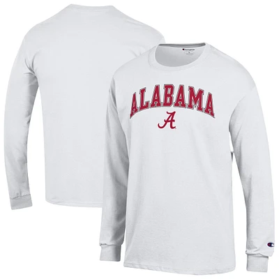 T-shirt à manches longues pour homme Champion White Alabama Crimson Tide Arch Over Logo