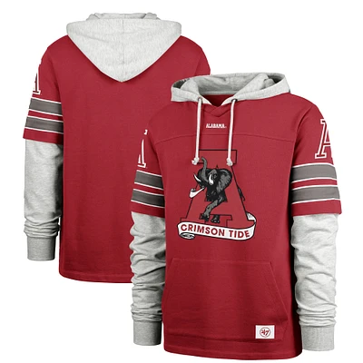 Men's '47 Crimson Alabama Tide Big & Tall Blitz Lacer Pullover Hoodie