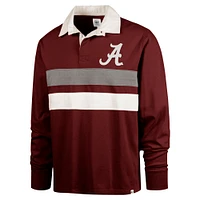 Men's '47 Crimson Alabama Tide Clubhouse Knox Thames Long Sleeve Rugby Polo