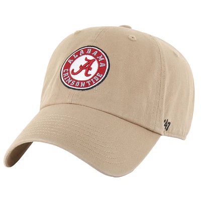 Men's '47 Khaki Alabama Crimson Tide Clean Up Adjustable Hat