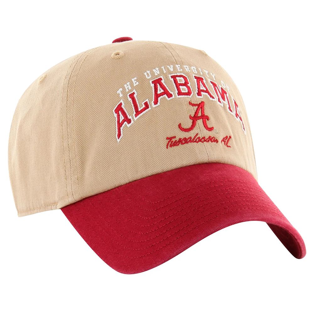 Men's '47 Khaki Alabama Crimson Tide Local Clean Up Adjustable Hat