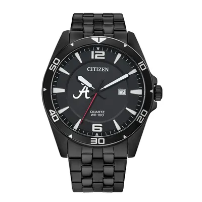 Alabama Crimson Tide Citizen Quartz Black-Tone Stainless Steel Watch