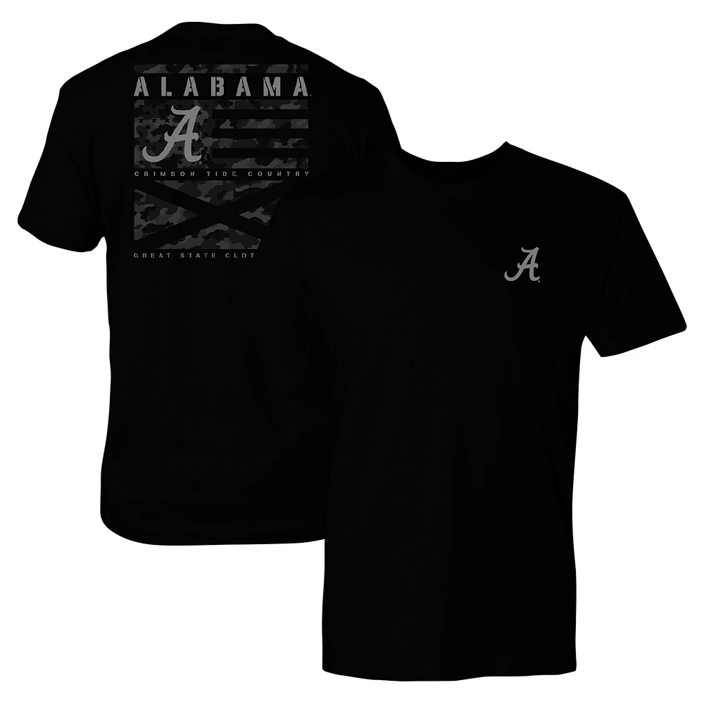 T-shirt à empiècement camouflage noir pour homme avec drapeau Alabama Crimson Tide