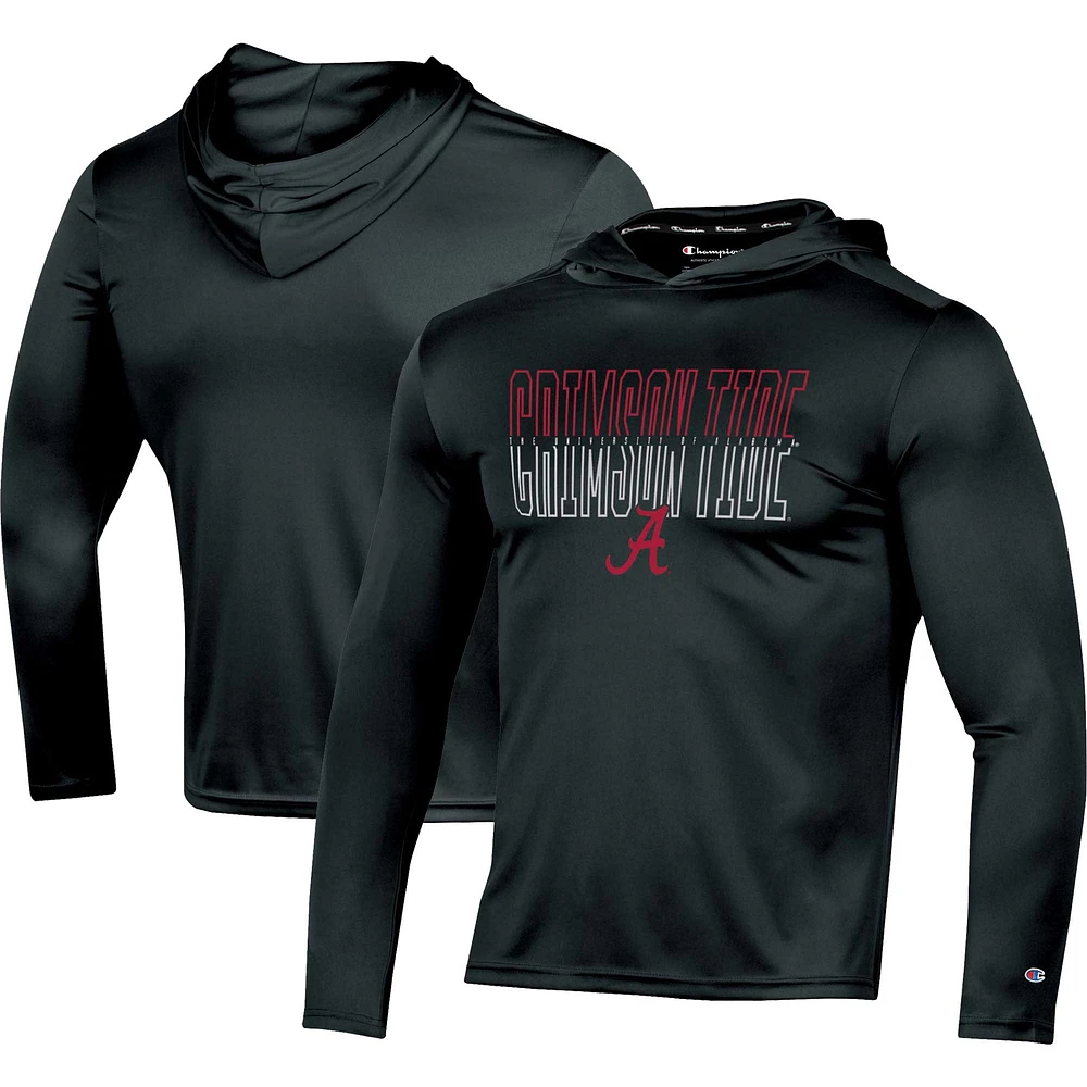 Men's Champion Black Alabama Crimson Tide Impact Long Sleeve Hooded T-Shirt