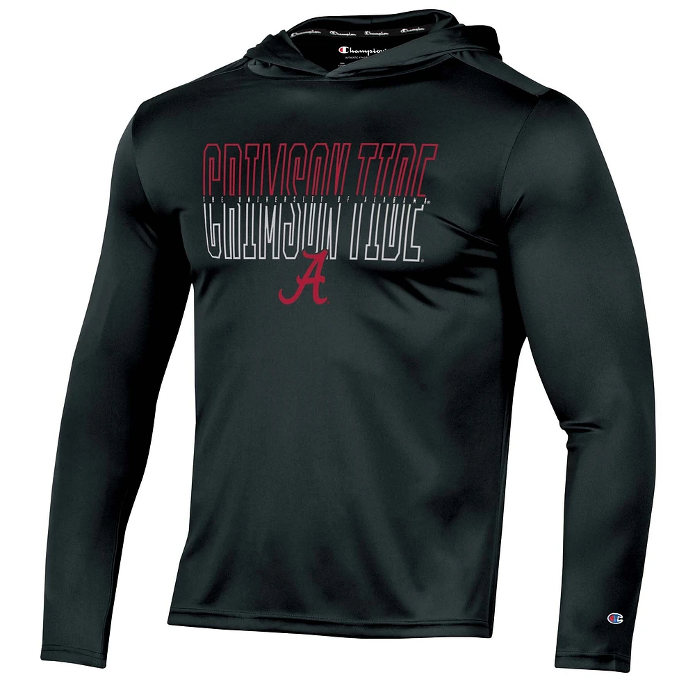 Men's Champion Black Alabama Crimson Tide Impact Long Sleeve Hooded T-Shirt