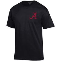 Men's Champion Black Alabama Crimson Tide Team Stack 2-Hit T-Shirt