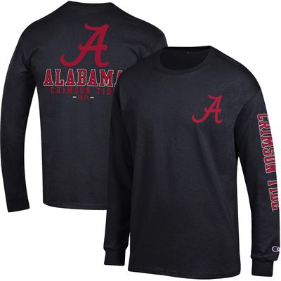 Men's Champion Black Alabama Crimson Tide Team Stack 3-Hit Long Sleeve T-Shirt