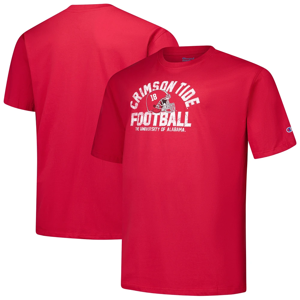 Men's Champion Crimson Alabama Tide Big & Tall Football Helmet T-Shirt