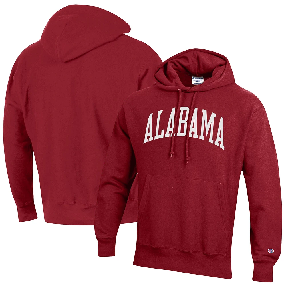 Men's Champion Crimson Alabama Tide Team Arch Reverse Weave Pullover Hoodie