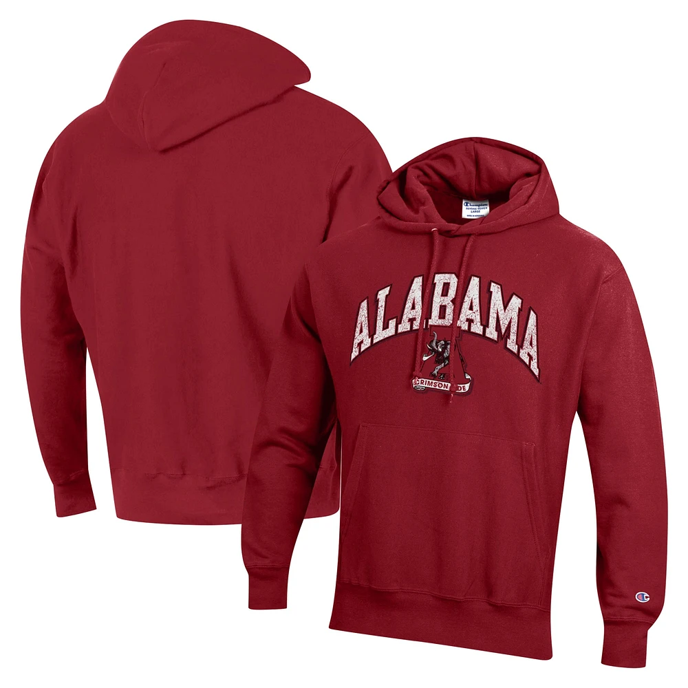 Men's Champion Crimson Alabama Tide Vault Late Night Reverse Weave Pullover Hoodie