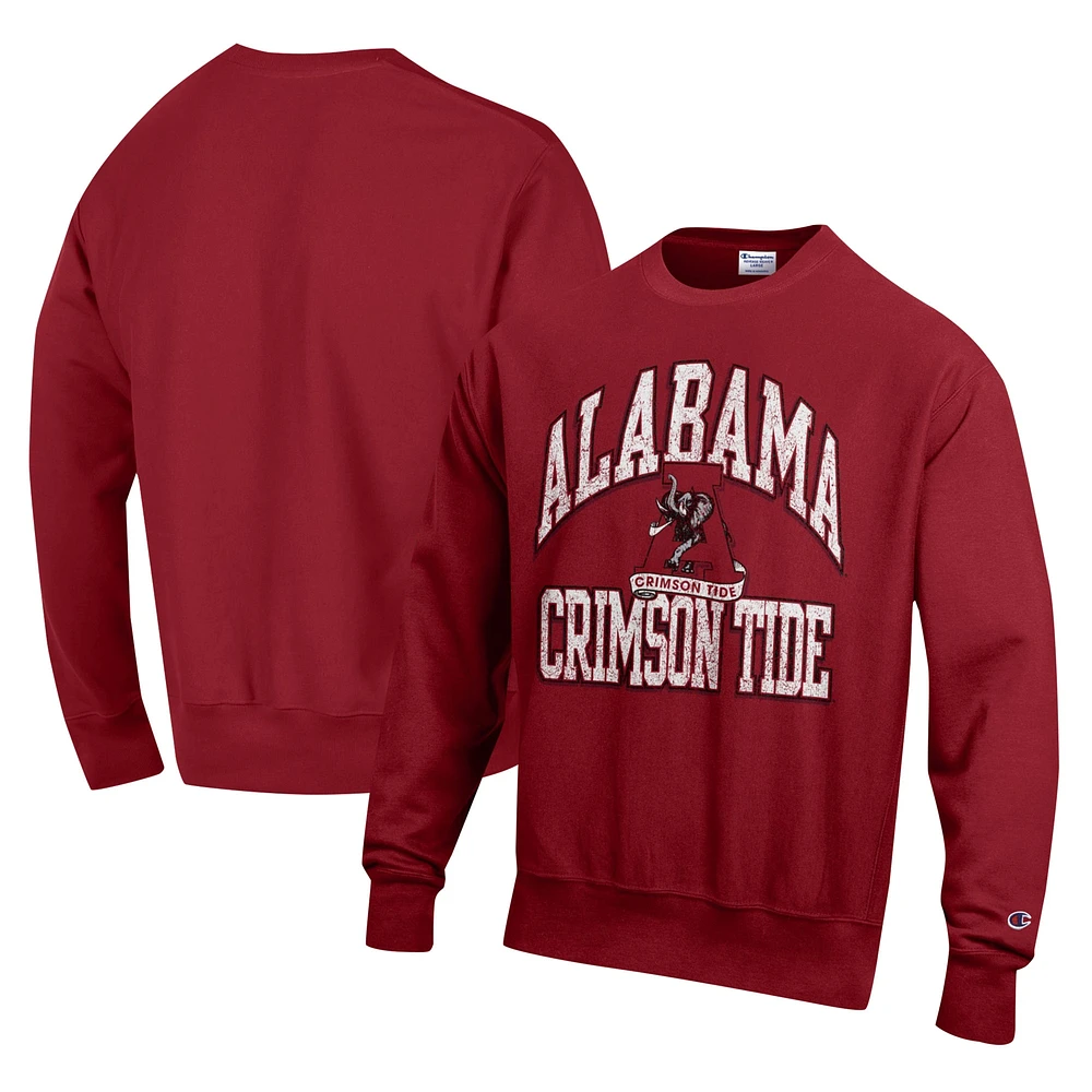 Sweat à capuche Champion Crimson Alabama Tide Vault Late Night Reverse Weave pour hommes