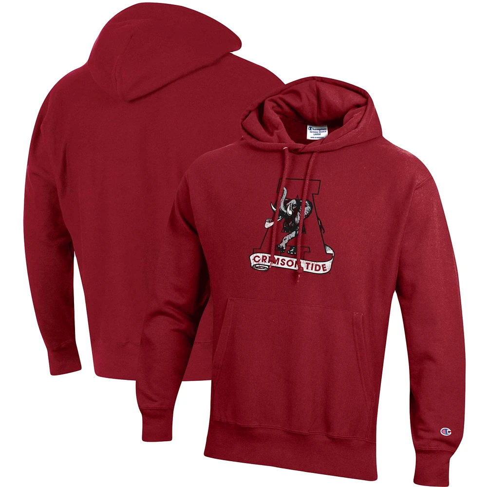 Sweat à capuche Champion Crimson Alabama Tide Vault Logo Reverse Weave pour homme