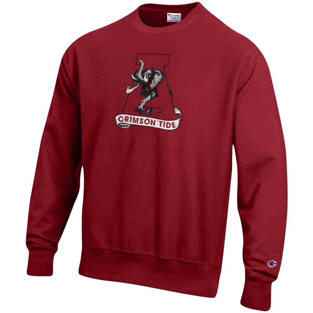 Men's Champion Crimson Alabama Tide Vault Logo Reverse Weave Pullover Sweatshirt