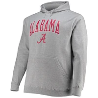 Men's Champion Heather Gray Alabama Crimson Tide Big & Tall Arch Over Logo Powerblend Pullover Hoodie