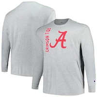 Men's Champion Heather Gray Alabama Crimson Tide Big & Tall Mascot Long Sleeve T-Shirt