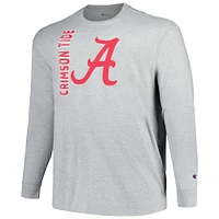 Men's Champion Heather Gray Alabama Crimson Tide Big & Tall Mascot Long Sleeve T-Shirt