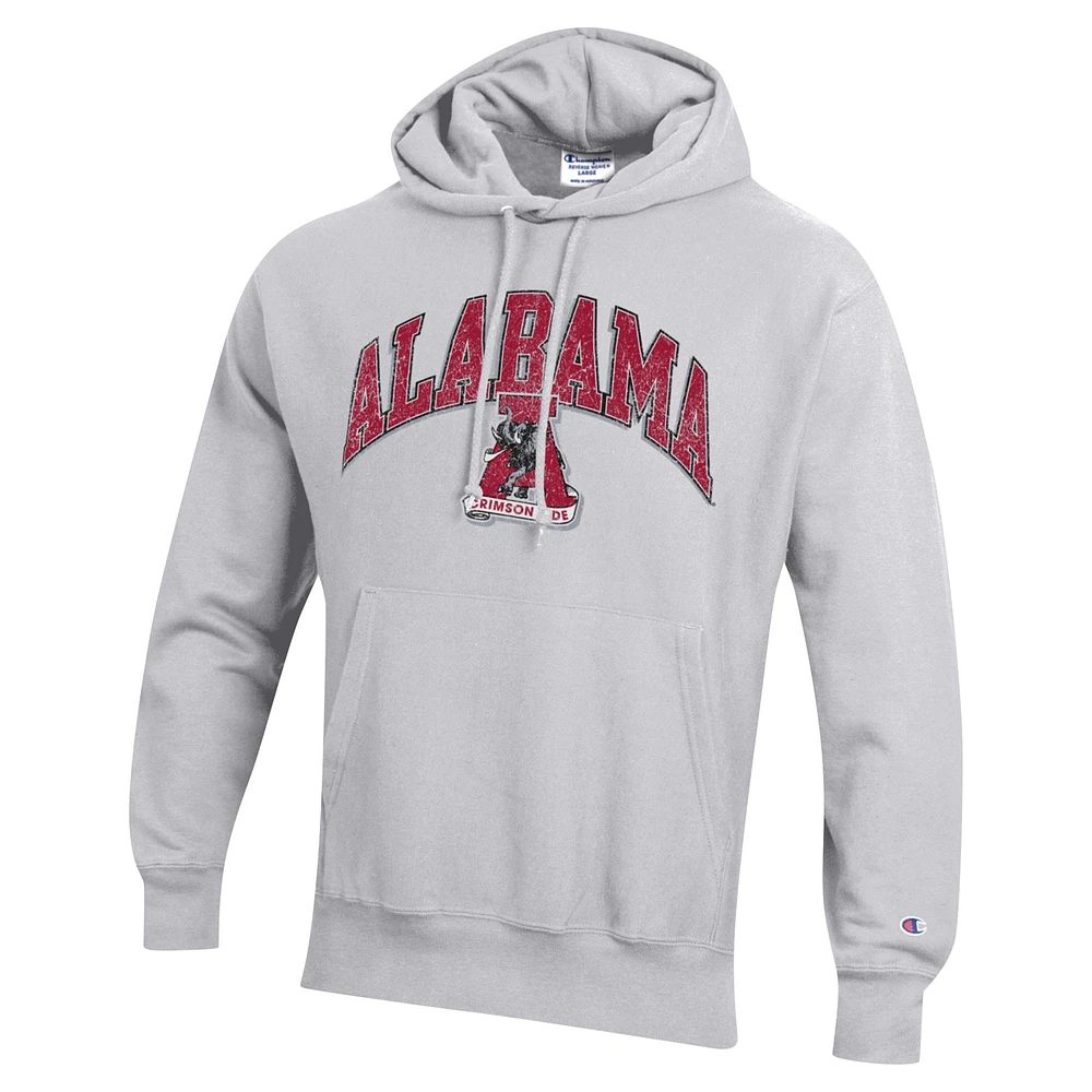 Sweat à capuche Champion Heather Grey Alabama Crimson Tide Vault Late Night Reverse Weave pour hommes