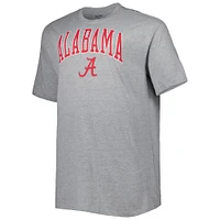 T-shirt Homme Champion Heathered Grey Alabama Crimson Tide Big & Tall Team Arch Over Wordmark