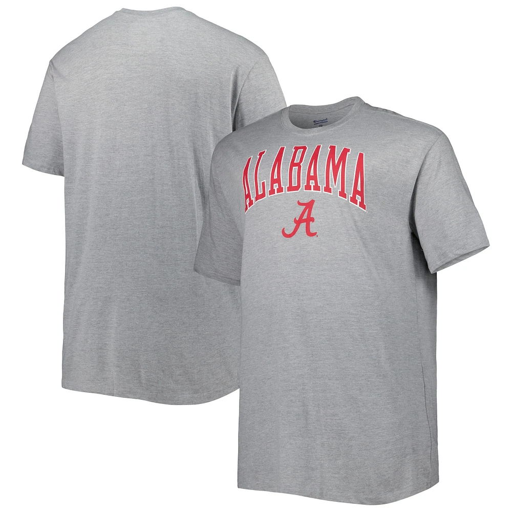 T-shirt Homme Champion Heathered Grey Alabama Crimson Tide Big & Tall Team Arch Over Wordmark