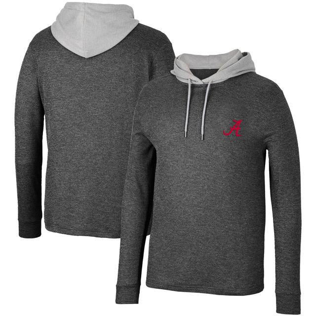 Colosseum Black Alabama Crimson Tide Ballot Waffle-Knit Thermal T-shirt à capuche manches longues pour homme