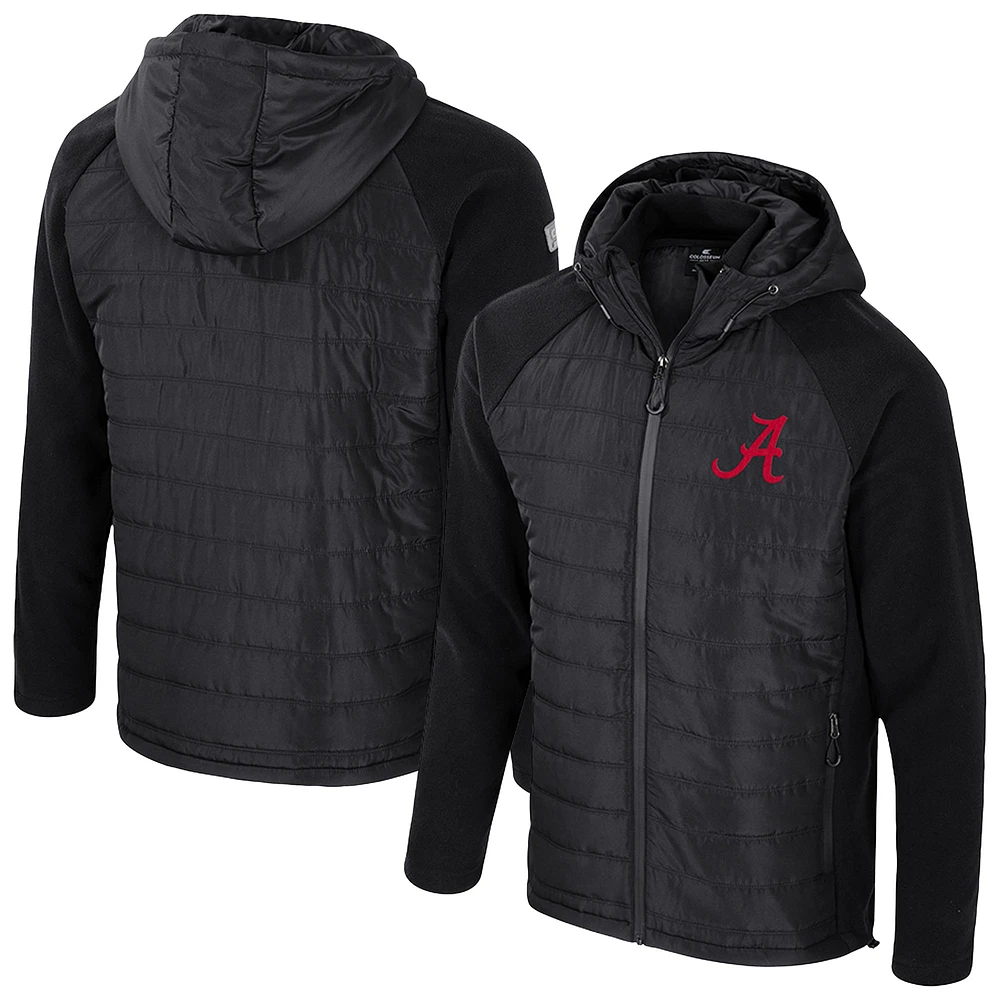 Veste à capuche entièrement zippée Colosseum Black Alabama Crimson Tide Block The Sun pour homme