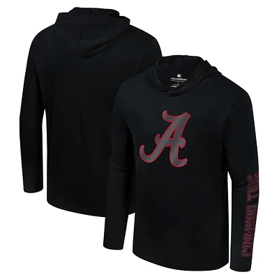 T-shirt à capuche manches longues et Colosseum Black Alabama Crimson Tide Color Pop Active Blend pour hommes