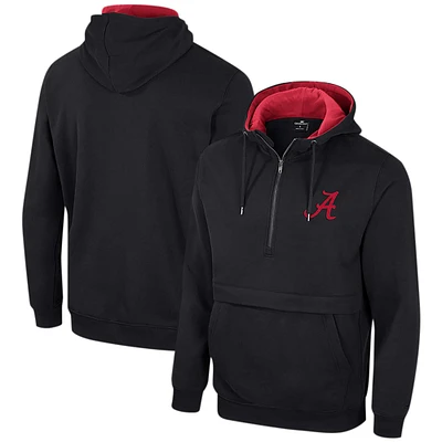 Sweat à capuche demi-zip Colosseum noir Alabama Crimson Tide pour hommes
