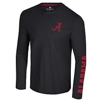 T-shirt à manches longues Colosseum Black Alabama Crimson Tide Logo Lockup 3-Hit Active Blend pour hommes