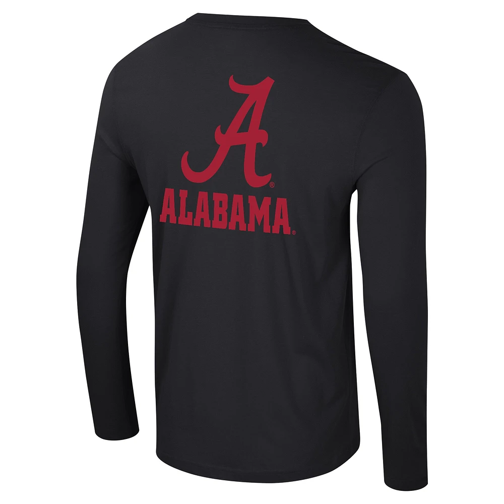 T-shirt à manches longues Colosseum Black Alabama Crimson Tide Logo Lockup 3-Hit Active Blend pour hommes