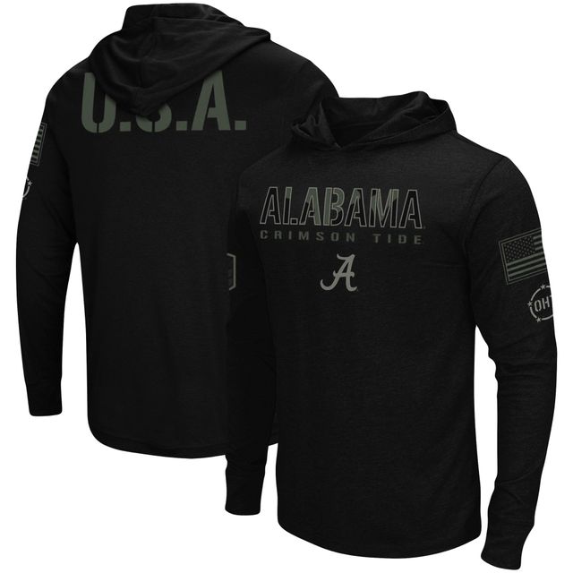 Colosseum Black Alabama Crimson Tide OHT Military Appreciation Hoodie T-shirt à manches longues pour homme