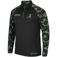 Men's Colosseum Black Alabama Crimson Tide OHT Military Appreciation Take Flight Raglan Quarter-Zip Jacket