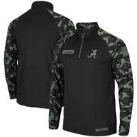 Men's Colosseum Black Alabama Crimson Tide OHT Military Appreciation Take Flight Raglan Quarter-Zip Jacket