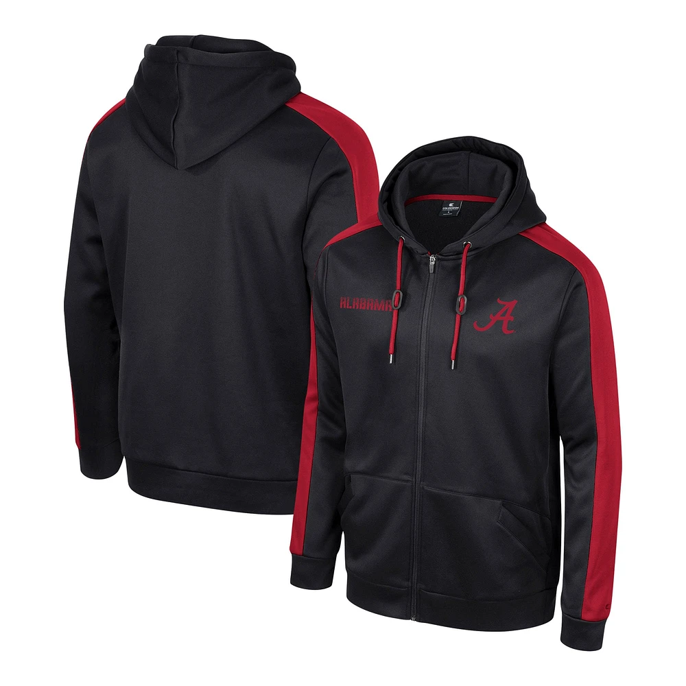 Sweat à capuche entièrement zippé Colosseum noir Alabama Crimson Tide Reese pour hommes