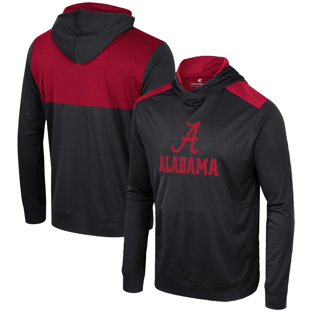 T-shirt à capuche manches longues pour hommes Colosseum Black Alabama Crimson Tide Warm Up