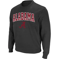 Men's Colosseum Charcoal Alabama Crimson Tide Arch & Logo Crew Neck Sweatshirt