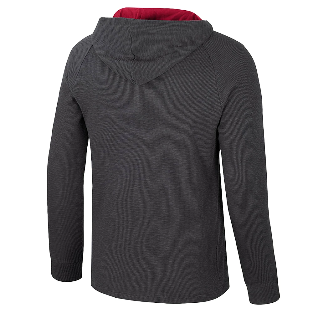 Men's Colosseum  Charcoal Alabama Crimson Tide Dujour Ralgan Long Sleeve Henley Hoodie T-Shirt