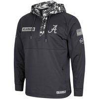 Men's Colosseum Charcoal Alabama Crimson Tide OHT Military Appreciation Digi Camo Quarter-Zip Hoodie